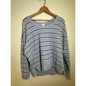 Offline by Aerie Waffle Knit Long Sleeve Top - Blue Stripes - Size Small